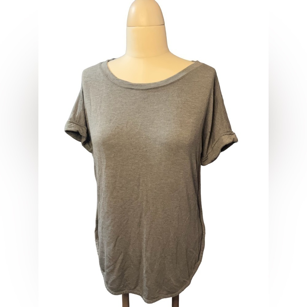 MATTY M Women's Top Sz Small Rolled Cuff  T-shirt Short Sleeve Solid Green